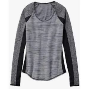 Athleta Running Wild Long Sleeve Top – Size XL Black Heather Colorblock